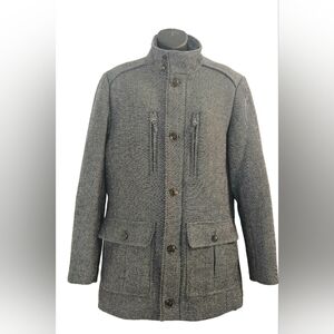 [RW&Co] Classic Mock-Neck Herringbone Wool Button Down/Zipper Coat Small